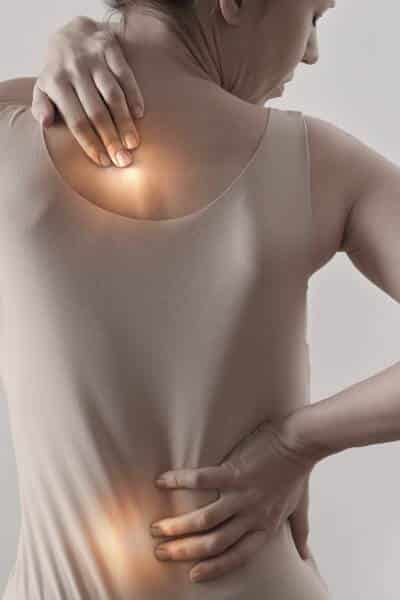 alleviating upper back pain or lower back pain
